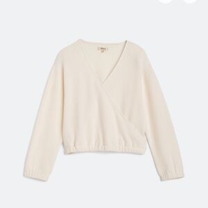 Madewell Cream Wrap V-Neck Sweater